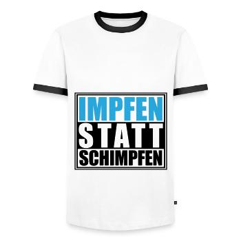 Impfen statt Schimpfen, Corona | Farben änderbar - Männer Kontrast-T-Shirt - Weiß/Schwarz - Vorne - AI Model Female 172 light (172cm) & AI Model Male 178 dark (178cm)