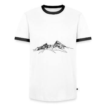 watzmann, Berchtesgaden, Bavarian Alps, Mountain - Men's Ringer Shirt - white/black - Front - AI Model Female 172 light (172cm) & AI Model Male 178 dark (178cm)