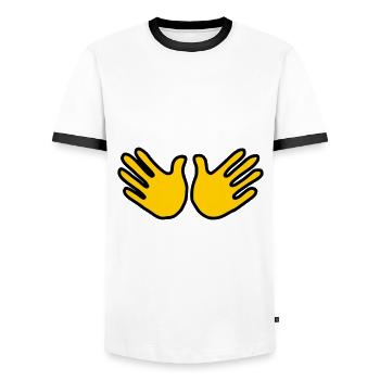 Emoji Hand offen Skizze Farbe - Männer Kontrast-T-Shirt - Weiß/Schwarz - Vorne - AI Model Female 172 light (172cm) & AI Model Male 178 dark (178cm)