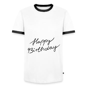 Lettrage joyeux anniversaire - T-shirt contrasté Homme - blanc/noir - Devant - AI Model Female 172 light (172cm) & AI Model Male 178 dark (178cm)