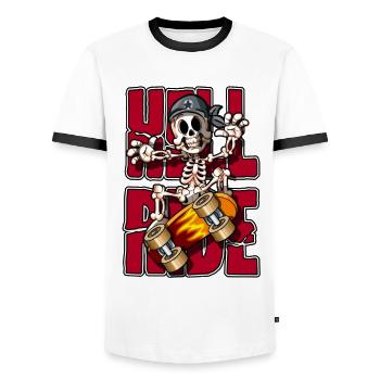 Hell Ride - Männer Kontrast-T-Shirt - Weiß/Schwarz - Vorne - AI Model Female 172 light (172cm) & AI Model Male 178 dark (178cm)