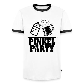 Pinkel Party Geschenkidee - Männer Kontrast-T-Shirt - Weiß/Schwarz - Vorne - AI Model Female 172 light (172cm) & AI Model Male 178 dark (178cm)