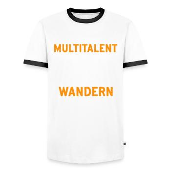 Wander all-rounder gift idea - Men's Ringer Shirt - white/black - Front - AI Model Female 172 light (172cm) & AI Model Male 178 dark (178cm)