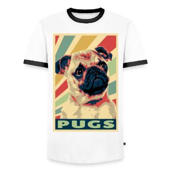 Mops Vintage Farben - Männer Kontrast-T-Shirt - Weiß/Schwarz - Vorne - AI Model Female 172 light (172cm) & AI Model Male 178 dark (178cm)