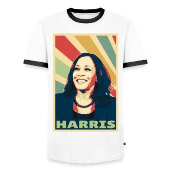 Kamala Harris Vintage Farben - Männer Kontrast-T-Shirt - Weiß/Schwarz - Vorne - AI Model Female 172 light (172cm) & AI Model Male 178 dark (178cm)