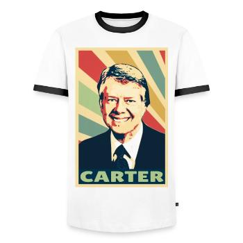 Jimmy Carter Vintage Farben - Männer Kontrast-T-Shirt - Weiß/Schwarz - Vorne - AI Model Female 172 light (172cm) & AI Model Male 178 dark (178cm)