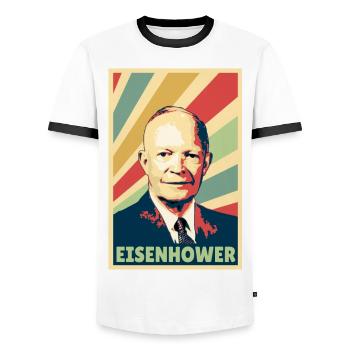 Dwight D. Eisenhower Colores vintage - T-shirt contrasté Homme - blanc/noir - Devant - AI Model Female 172 light (172cm) & AI Model Male 178 dark (178cm)