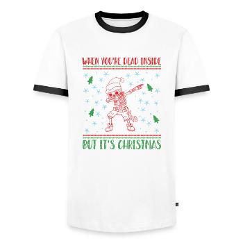 When you're dead inside design - Men's Ringer Shirt - white/black - Front - AI Model Female 172 light (172cm) & AI Model Male 178 dark (178cm)