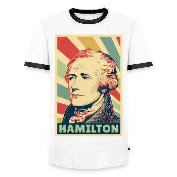 Alexander Hamilton Vintage Colors - Men's Ringer Shirt - white/black - Front - AI Model Female 172 light (172cm) & AI Model Male 178 dark (178cm)