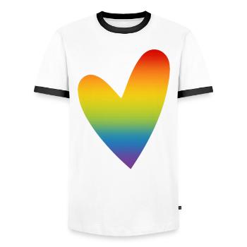 Regenbogen Herz Regenbogenfarben CSD Pride Month - Männer Kontrast-T-Shirt - Weiß/Schwarz - Vorne - AI Model Female 172 light (172cm) & AI Model Male 178 dark (178cm)