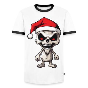 Squelette du Père Noël - T-shirt contrasté Homme - blanc/noir - Devant - AI Model Female 172 light (172cm) & AI Model Male 178 dark (178cm)