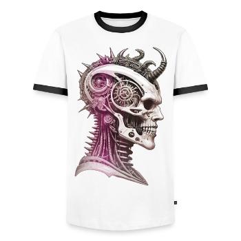 The age of madness - Men's Ringer Shirt - white/black - Front - AI Model Female 172 light (172cm) & AI Model Male 178 dark (178cm)