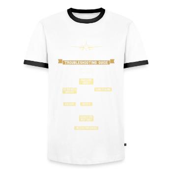 Aviation Troubleshooting Guide Airplane Gift Shirt - Men's Ringer Shirt - white/black - Front - AI Model Female 172 light (172cm) & AI Model Male 178 dark (178cm)
