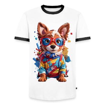 Süßer 3D Hund - Männer Kontrast-T-Shirt - Weiß/Schwarz - Vorne - AI Model Female 172 light (172cm) & AI Model Male 178 dark (178cm)