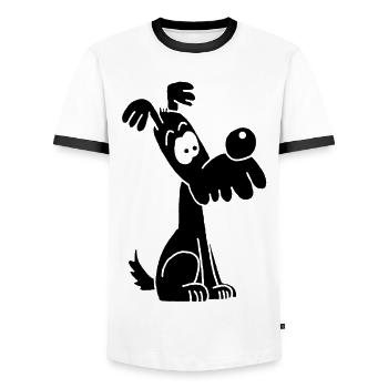 Lustiger und niedlicher schwarzer Hund - Männer Kontrast-T-Shirt - Weiß/Schwarz - Vorne - AI Model Female 172 light (172cm) & AI Model Male 178 dark (178cm)
