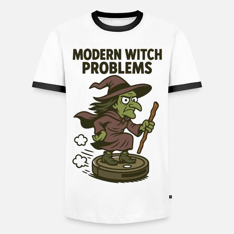 Modern Witch Problems – Lustiges Hexen Design - Männer Kontrast-T-Shirt - Weiß/Schwarz