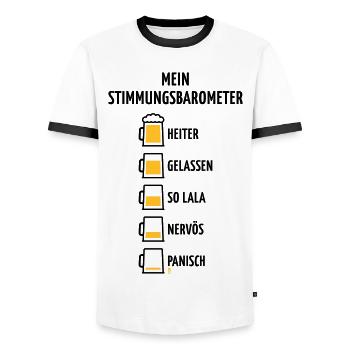 Mein Stimmungsbarometer (Bier / V1 / POS) - Männer Kontrast-T-Shirt - Weiß/Schwarz - Vorne - AI Model Female 172 light (172cm) & AI Model Male 178 dark (178cm)