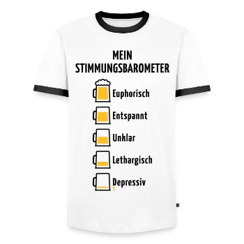 Mein Stimmungsbarometer (Bier / V2 / POS) - Männer Kontrast-T-Shirt - Weiß/Schwarz - Vorne - AI Model Female 172 light (172cm) & AI Model Male 178 dark (178cm)