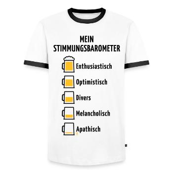 Mein Stimmungsbarometer (Bier / V3 / POS) - Männer Kontrast-T-Shirt - Weiß/Schwarz - Vorne - AI Model Female 172 light (172cm) & AI Model Male 178 dark (178cm)