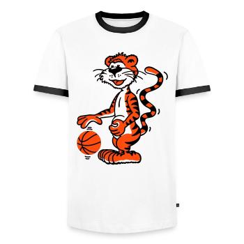 Basketballtiger - Männer Kontrast-T-Shirt - Weiß/Schwarz - Vorne - AI Model Female 172 light (172cm) & AI Model Male 178 dark (178cm)