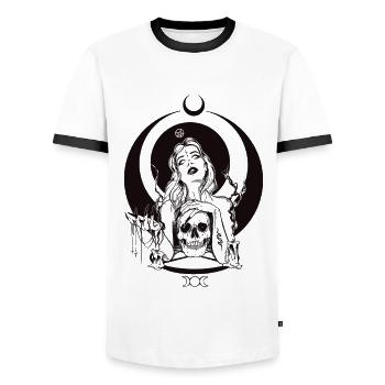 Woman of Black Magic - Men's Ringer Shirt - white/black - Front - AI Model Female 172 light (172cm) & AI Model Male 178 dark (178cm)