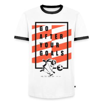Minions Football Design Go After Your Goals - Men's Ringer Shirt - white/black - Front - AI Model Female 172 light (172cm) & AI Model Male 178 dark (178cm)