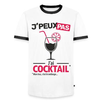 J'peux pas, j'ai cocktail - T-shirt contrasté Homme - blanc/noir - Devant - AI Model Female 172 light (172cm) & AI Model Male 178 dark (178cm)