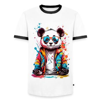 Cool Panda - Men's Ringer Shirt - white/black - Front - AI Model Female 172 light (172cm) & AI Model Male 178 dark (178cm)