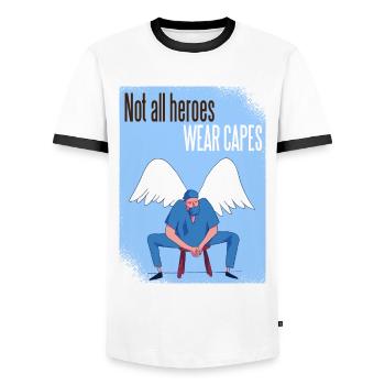 Not all heroes wear capes doctor nurse - Men's Ringer Shirt - white/black - Front - AI Model Female 172 light (172cm) & AI Model Male 178 dark (178cm)