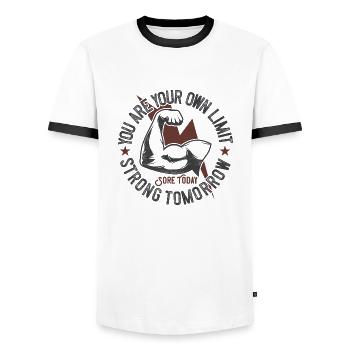 muscle - T-shirt contrasté Homme - blanc/noir - Devant - AI Model Female 172 light (172cm) & AI Model Male 178 dark (178cm)