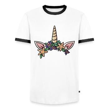 Einhorn Ohren Kopfschmuck niedliche Geschenkidee - Männer Kontrast-T-Shirt - Weiß/Schwarz - Vorne - AI Model Female 172 light (172cm) & AI Model Male 178 dark (178cm)