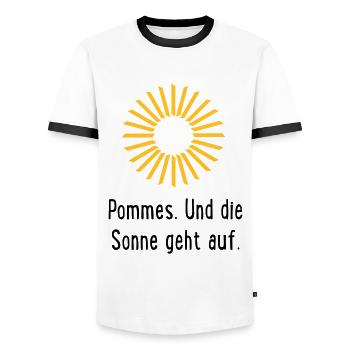 Pommes Frites - Männer Kontrast-T-Shirt - Weiß/Schwarz - Vorne - AI Model Female 172 light (172cm) & AI Model Male 178 dark (178cm)