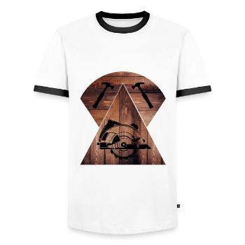Charpentier, charpentier, charpentier, charpentier, artisan, bois - T-shirt contrasté Homme - blanc/noir - Devant - AI Model Female 172 light (172cm) & AI Model Male 178 dark (178cm)