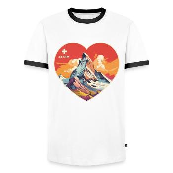 Matterhorn Herz I liebe Zermatt Wallis Wandern - Männer Kontrast-T-Shirt - Weiß/Schwarz - Vorne - AI Model Female 172 light (172cm) & AI Model Male 178 dark (178cm)