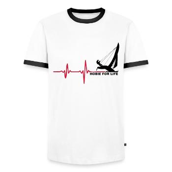 Hobie for Life - Männer Kontrast-T-Shirt - Weiß/Schwarz - Vorne - AI Model Female 172 light (172cm) & AI Model Male 178 dark (178cm)