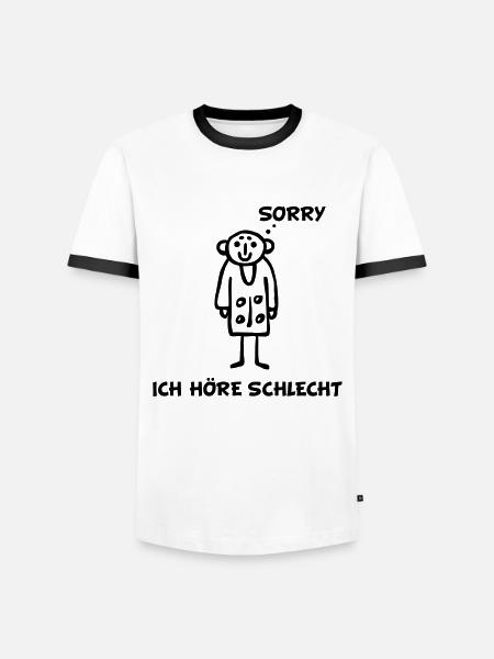 Strichmännchen hört schlecht - Männer Kontrast-T-Shirt - Weiß/Schwarz