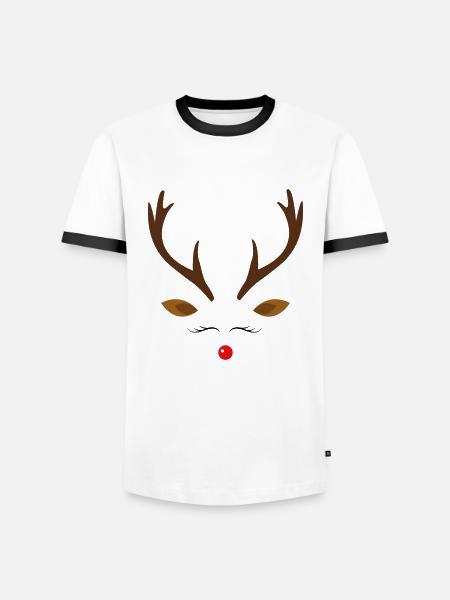 Reindeer Christmas antlers - Men's Ringer Shirt - white/black