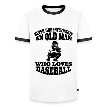 Baseball Baseball Lovers Sports Baseball Players - Men's Ringer Shirt - white/black - Front - AI Model Female 172 light (172cm) & AI Model Male 178 dark (178cm)