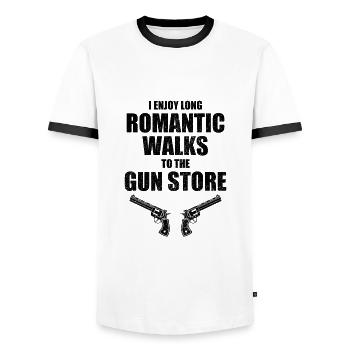 Armes Sports Tir Tir Tir Sports Shooter - T-shirt contrasté Homme - blanc/noir - Devant - AI Model Female 172 light (172cm) & AI Model Male 178 dark (178cm)