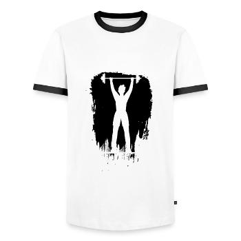 Bodybuilding Gewichtheben Fitness Workout - Männer Kontrast-T-Shirt - Weiß/Schwarz - Vorne - AI Model Female 172 light (172cm) & AI Model Male 178 dark (178cm)