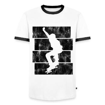 Skateboarder Skateboard Skater Skate Skateing - T-shirt contrasté Homme - blanc/noir - Devant - AI Model Female 172 light (172cm) & AI Model Male 178 dark (178cm)