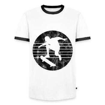 Skateboarder Skateboard Skater Skate Skateing - T-shirt contrasté Homme - blanc/noir - Devant - AI Model Female 172 light (172cm) & AI Model Male 178 dark (178cm)