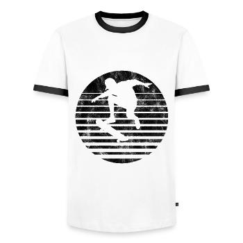 Skateboarder Skateboard Skater Skate Skateing - T-shirt contrasté Homme - blanc/noir - Devant - AI Model Female 172 light (172cm) & AI Model Male 178 dark (178cm)