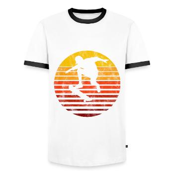 Skateboarder Skateboard Skater Skate Skateing - T-shirt contrasté Homme - blanc/noir - Devant - AI Model Female 172 light (172cm) & AI Model Male 178 dark (178cm)