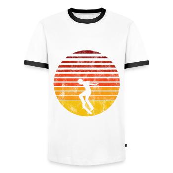 Skateboarder Skateboard Skater Skate Skateing - T-shirt contrasté Homme - blanc/noir - Devant - AI Model Female 172 light (172cm) & AI Model Male 178 dark (178cm)