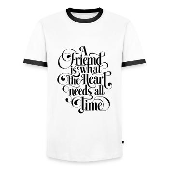 A Friend Is What The Heart Needs All Time - Männer Kontrast-T-Shirt - Weiß/Schwarz - Vorne - AI Model Female 172 light (172cm) & AI Model Male 178 dark (178cm)