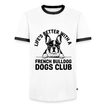 Französische Bulldogge Club Hundeclub - Männer Kontrast-T-Shirt - Weiß/Schwarz - Vorne - AI Model Female 172 light (172cm) & AI Model Male 178 dark (178cm)
