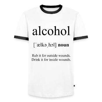 Alcohol (Alkohol) Definition Dictionary - Männer Kontrast-T-Shirt - Weiß/Schwarz - Vorne - AI Model Female 172 light (172cm) & AI Model Male 178 dark (178cm)