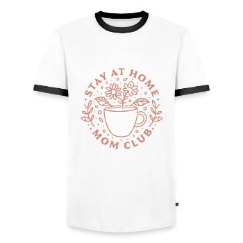 Stay at home mom club SAHM tradwife - Men's Ringer Shirt - white/black - Front - AI Model Female 172 light (172cm) & AI Model Male 178 dark (178cm)