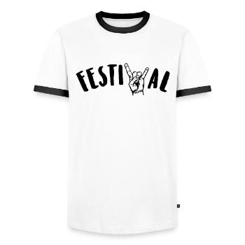 festival - Männer Kontrast-T-Shirt - Weiß/Schwarz - Vorne - AI Model Female 172 light (172cm) & AI Model Male 178 dark (178cm)